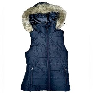 Banana Republic black XS petite puffer vest with hood